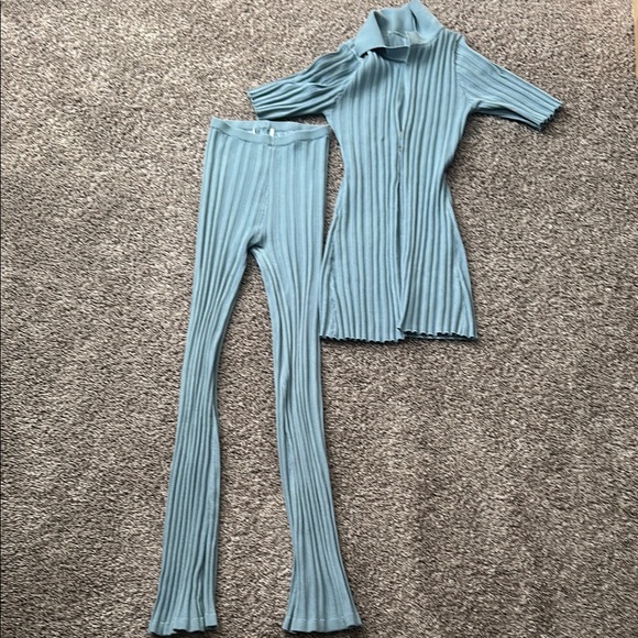 The Line by K Pants - The Line By K Blue Ribbed Set SIZE MEDIUM